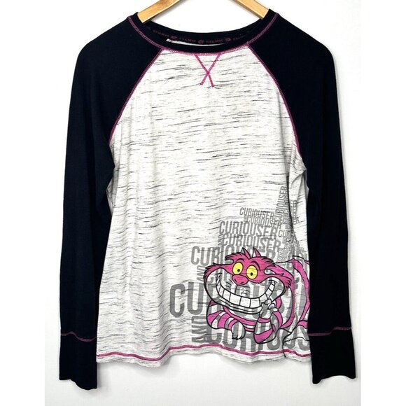 Disney Alice in Wonderland Shirt Women Medium Curiouser & Curiouser Long Sleeve - Picture 1 of 14